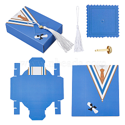 Graduation Gown Rectangle Paper Drawer Candy Boxes, with Tassels, for Graduation Party, Cornflower Blue, Finish Product: 10.04x6.9x2.7cm(CON-WH0094-02B)