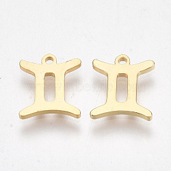 Ion Plating(IP) 304 Stainless Steel Charms, Constellation, Golden, Gemini, 9.5x8x1mm, Hole: 0.8mm(X-STAS-S107-06G)
