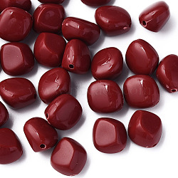 Opaque Acrylic Beads, Nuggets, Dark Red, 15.5x14x11mm, Hole: 1.8mm, about 380pcs/500g(MACR-S373-137-A01)