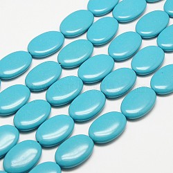 Oval Synthetic Taiwan Turquoise Beads Strands, 30x20x7mm, Hole: 1mm, 13pcs/strand, 14.9 inch(G-N0131-25)
