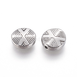 Ion Plating(IP) 304 Stainless Steel Beads, Manual Polishing, Flat Round, Antique Silver, 11x3.6mm, Hole: 1.6mm(X-STAS-P240-01P)