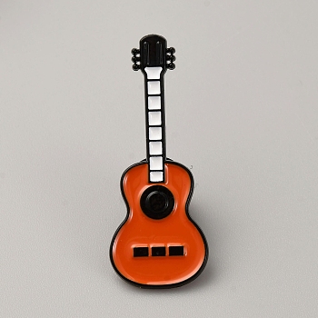 Guitar Enamel Pins, Alloy Lapel Pin Backs for Backpack Clothes, Coral, 40x15.5mm