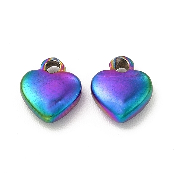 Ion Plating(IP) 304 Stainless Steel Charms, Heart Charm, Rainbow Color, 7.5x6x2mm, Hole: 1.2mm