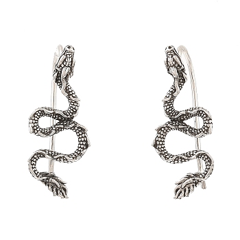 Antique Silver 316 Surgical Stainless Steel Dangle Earrings, Snake, 26.5x11mm