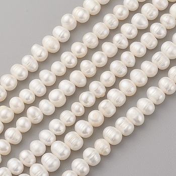Natural Cultured Freshwater Pearl Beads Strands, Potato, Seashell Color, 7~9x7~8mm, Hole: 0.5mm, about 49~50pcs/strand, 13.7~14.3 inch(35~36.5cm)