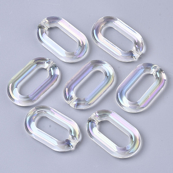 Transparent Acrylic Linking Rings, AB Color Plated, Quick Link Connectors, For Jewelry Cable Chains Making, Oval, Clear AB, 38.5x23.5x6.5mm, Inner Diameter: 9x24mm