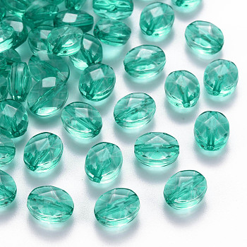 Transparent Acrylic Beads, Oval, Turquoise, 10x8x5.5mm, Hole: 1.5mm