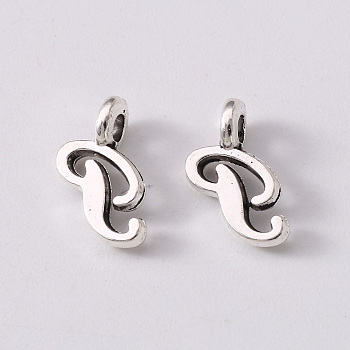 Tibetan Style Alloy Charms, Cadmium Free & Lead Free, Antique Silver, Letter.P, P: 11x5x1.5mm, Hole: 1.8mm
