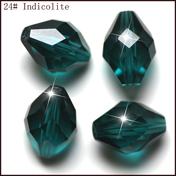 Imitation Austrian Crystal Beads, Grade AAA, Faceted, Bicone, Dark Cyan, 8x11mm, Hole: 0.9~1mm
