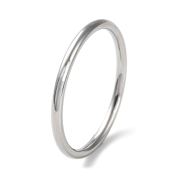 304 Stainless Steel Simple Plain Band Finger Ring for Women Men, Stainless Steel Color, 1.5mm, Inner Diameter: US Size 7 1/4(17.5mm)