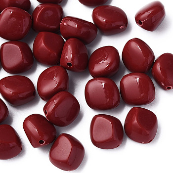 Opaque Acrylic Beads, Nuggets, Dark Red, 15.5x14x11mm, Hole: 1.8mm, about 380pcs/500g