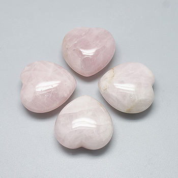 Natural Rose Quartz Heart Love Stones, Pocket Palm Stones for Reiki Balancing, 39~41x40~40.5x17~19mm