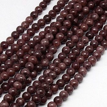 Natural Yellow Jade Beads Strands, Dyed, Round, Dark Red, 8mm, Hole: 1mm, about 50pcs/strand, 15.75 inch