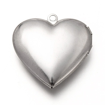 316 Stainless Steel Locket Pendants, Photo Frame Charms for Necklaces, Heart, Stainless Steel Color, 29x28.5x7mm, Hole: 2mm, Inner Diameter: 17x21mm