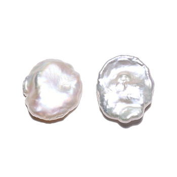 Natural Keshi Pearl Beads, Cultured Freshwater Pearl, No Hole/Undrilled, Nuggets, Seashell Color, 14~18x11~14.5x3~5mm
