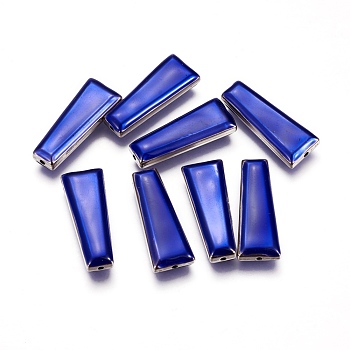 CCB Plastic Beads, with Enamel, Trapezoid, Platinum, Blue, 29x11.5x6~7mm, Hole: 1.2mm