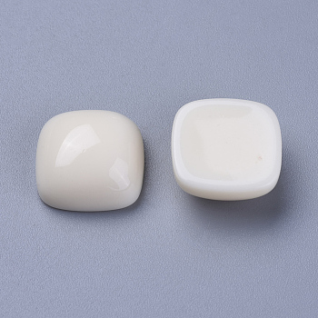 Resin Cabochons, Square, Creamy White, 14.5~15x14.5~15x7~7.5mm