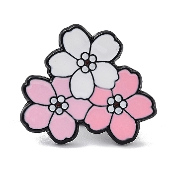 Flower Zinc Alloy Brooches, Floral Enamel Pins, Pink, 24x26x2mm