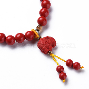 Bracelets de perles de mala éléphant cinabre(BJEW-N010-008)-2