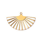 304 Stainless Steel Enamel Pendants, Fan Charms, Ion Plating(IP), Long-Lasting Plated, Mirror Polished Finish, Real 18K Gold Plated, 31x19mm, Hole: 1.3mm(STAS-OY013-63G)