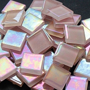 Glass Mosaic Cabochons, Square, Rosy Brown, 15x15x4mm, 240pcs/bag(GLAA-WH0022-58D)