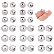 40Pcs 2 Style Textured 304 Stainless Steel Beads, Round, Stainless Steel Color, 4~6mm, Hole: 1.5~2mm, 20pcs/style(STAS-UN0037-81B)