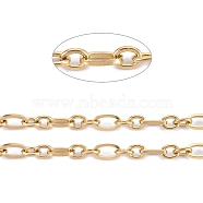 304 Stainless Steel Mother-Son Chains, Figaro Chains, Unwelded, with Spool, Golden, Bar Links: 6x3x0.7mm, Links: 4x3x0.7mm, about 32.8 Feet(10m)/roll(CHS-F011-07A-G)