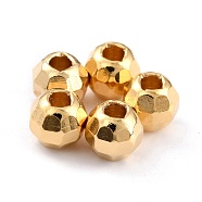 Brass Spacer Beads, Long-Lasting Plated, Faceted Round, Real 24K Gold Plated, 5.5x5mm, Hole: 2mm(KK-O133-013E-G)