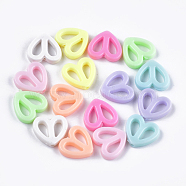 Opaque Acrylic Beads, Heart, Mixed Color, 15x16x3.5~4mm, Hole: 1.8mm(X-MACR-S296-71)