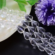 Faceted Teardrop Imitation Austrian Crystal Bead Strands, Grade AAA, Clear, 10x8mm, Hole: 0.9~1mm, about 40pcs/strand, 15.7 inch(G-M185-10x8mm-01A)
