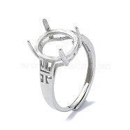 Adjustable 925 Sterling Silver Ring Components, Real Platinum Plated, 2mm, Inner Diameter: 17.5mm(STER-K179-16P)