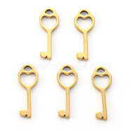 Vacuum Plating 304 Stainless Steel Charms, Laser Cut, Key, Golden, 15x5.5x1mm, Hole: 1.4mm(STAS-N092-33G)