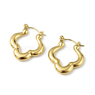 Ion Plating(IP) 304 Stainless Steel Flower Hoop Earrings for Women, Golden, 25x22x4mm, Pin: 0.6mm(EJEW-I284-13G)