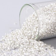 TOHO Round Seed Beads, Japanese Seed Beads, (21F) Silver-Lined Translucent Frosted Crystal Clear, 15/0, 1.5mm, Hole: 0.7mm, about 15000pcs/50g(SEED-XTR15-0021F)
