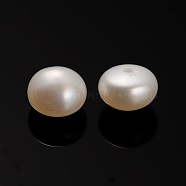 Natural Cultured Freshwater Pearl Beads, Half Drilled, Rondelle Bisque, 6.5~7x4mm, Hole: 0.7mm(PEAR-E001-16)