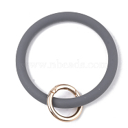 Silicone Bangle Keychains, with Alloy Spring Gate Rings, Light Gold, Gray, 115mm(KEYC-S254-01B)