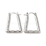 304 Stainless Hoop Earrings for Women, Trapezoid, Stainless Steel Color, 26.5x20.5x3mm(EJEW-Z026-35P)