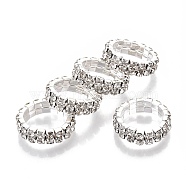Iron Finger Rings, with Rhinestone, Platinum, Crystal, Size 5, Inner Diameter: 16mm(RJEW-R136-02)