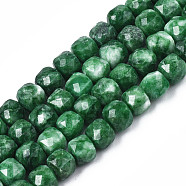 Natural Quartz Beads Strands, Dyed, Faceted, Cube, Dark Green, 5.5x6x6mm, Hole: 1mm, about 61~62pcs/Strand, 12.99 inch~13.19 inch(33cm~33.5cm)(G-S359-376J)