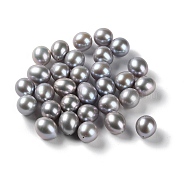 Dyed Natural Cultured Freshwater Pearl Beads, Half Drilled, Rice, Dark Gray, 10.5~14x10~10.5mm, Hole: 0.9mm(PEAR-E020-44)