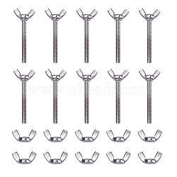 Spritewelry 20Pcs 2 Style 304 Stainless Steel Screws & Nuts, Butterfly, Stainless Steel Color, 6.5~6.7x2.6x1.15cm, 10pcs/style(FIND-SW0001-09)