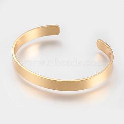 Brass Cuff Bangle, Real 18K Gold Plated, 1-3/4 inchx2-3/8 inch(48x59mm)(BJEW-P168-E03)