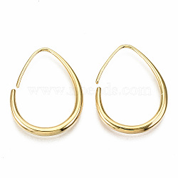 Brass Dangle Earrings, Nickel Free, Teardrop, Real 18K Gold Plated, 25x19x2mm, Pin: 0.7mm(X-KK-T056-110G-NF)