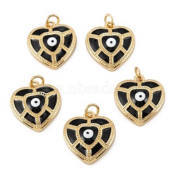 Brass Enamel Pendants, Long-Lasting Plated, Heart with Eye, Real 18K Gold Plated, 19x17x5mm, Hole: 3.4mm(KK-P204-10G)