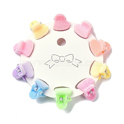 Kids Hair Accessories, Flocky Plastic Claw Hair Clips, with Iron Spring, Heart, Mixed Color, 13x13x16mm, 10pcs/set(OHAR-G012-07)