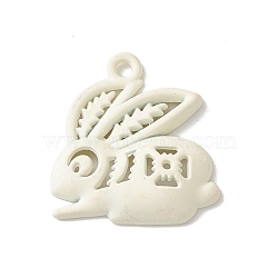 Spray Painted Alloy Pendents, Rabbit, White, 19.5x18x4mm, Hole: 1.5mm(PALLOY-F282-04B-02)