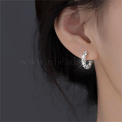 999 Sterling Silver C-shape Earrings for Women(NT9247-2)