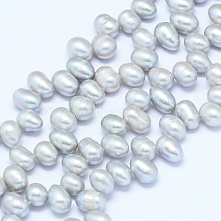 Natural Cultured Freshwater Pearl Beads Strands, Potato, Light Steel Blue, 7~10x6~7mm, Hole: 0.8mm, about 65pcs/strand, 13.7 inch(35cm)(PEAR-G004-01A-01)