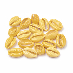 Cowrie Shell Beads, Spray Painted, Yellow, 15~18x11~12x5~7mm(SHEL-T007-74E)
