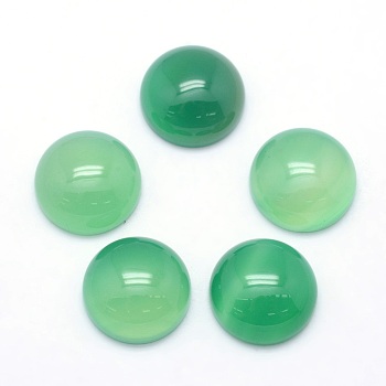 Natural Green Onyx Agate Cabochons, Half Round, 13x5~5.5mm